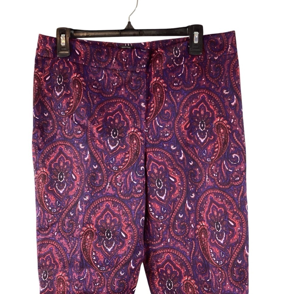 Talbots Signature Purple Paisley Cotton Silk Ankle Pants Size 8 - Picture 2 of 6